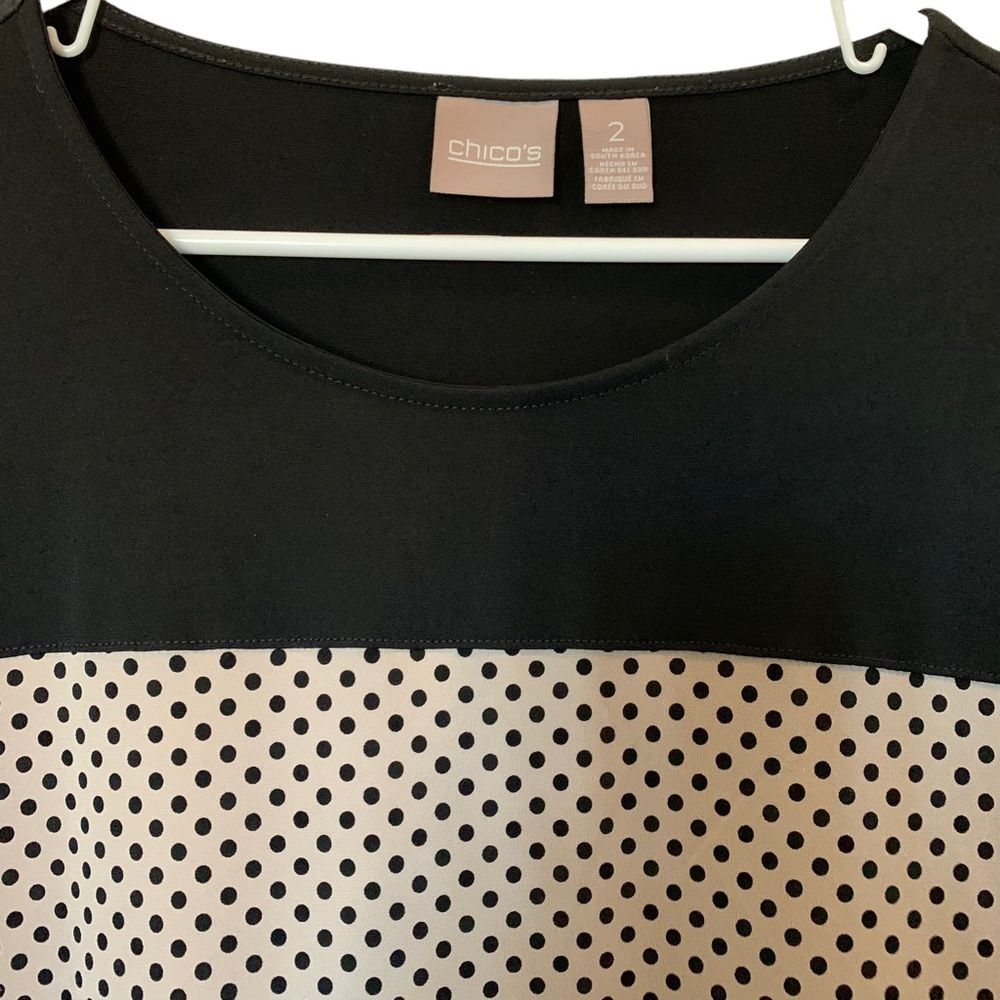 Chico’s Black & Tan Long Sleeve Top Size Large - Picture 2 of 14